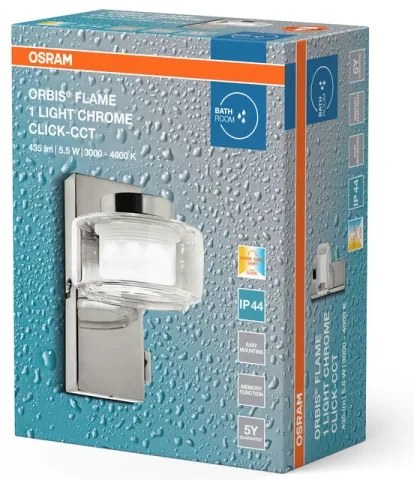 Osram - Aplica LED de perete pentru baie ORBIS FLAME, 5,5 W, 230 V, IP44, crom