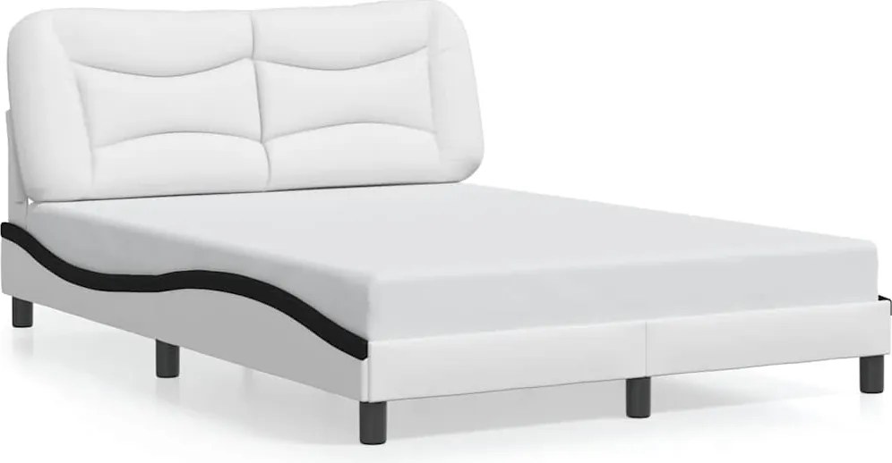 vidaXL Cadru de pat fără saltea, Hvar, alb și negru,140x190cm, piele ecologică