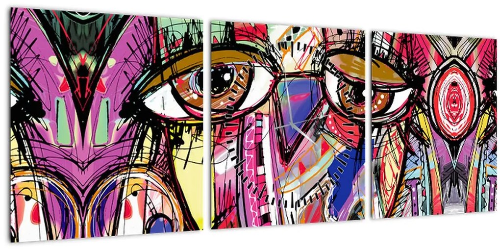 Tablou - Artă stradală - bufniță (cu ceas) (90x30 cm)