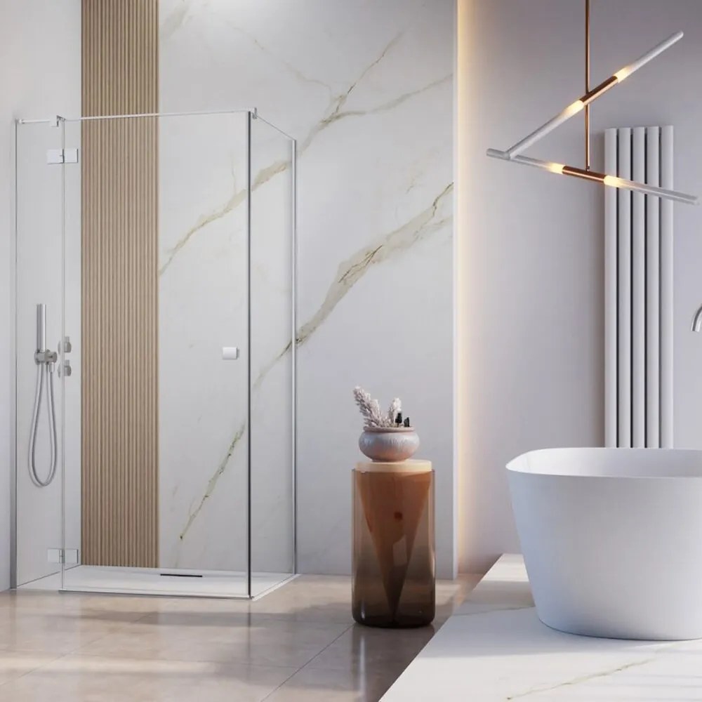 Usa de nisa batanta Radaway Essenza KDJ 100 cm sticla 6 mm finisaj crom-transparent deschidere stanga