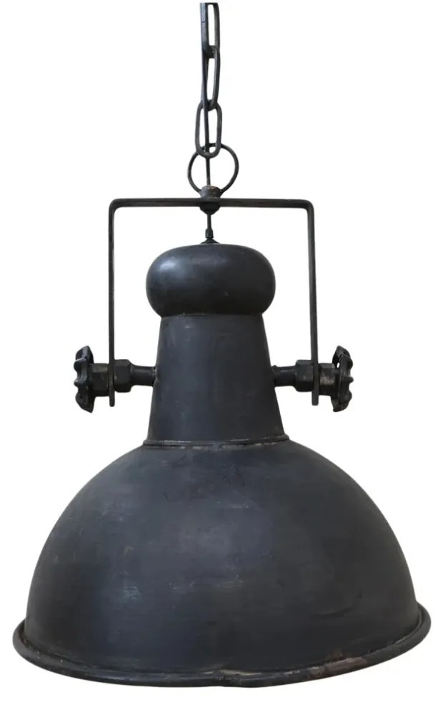 Lampă suspendată din metal, finisaj negru antichizat, H40 x D32 cm, Factory