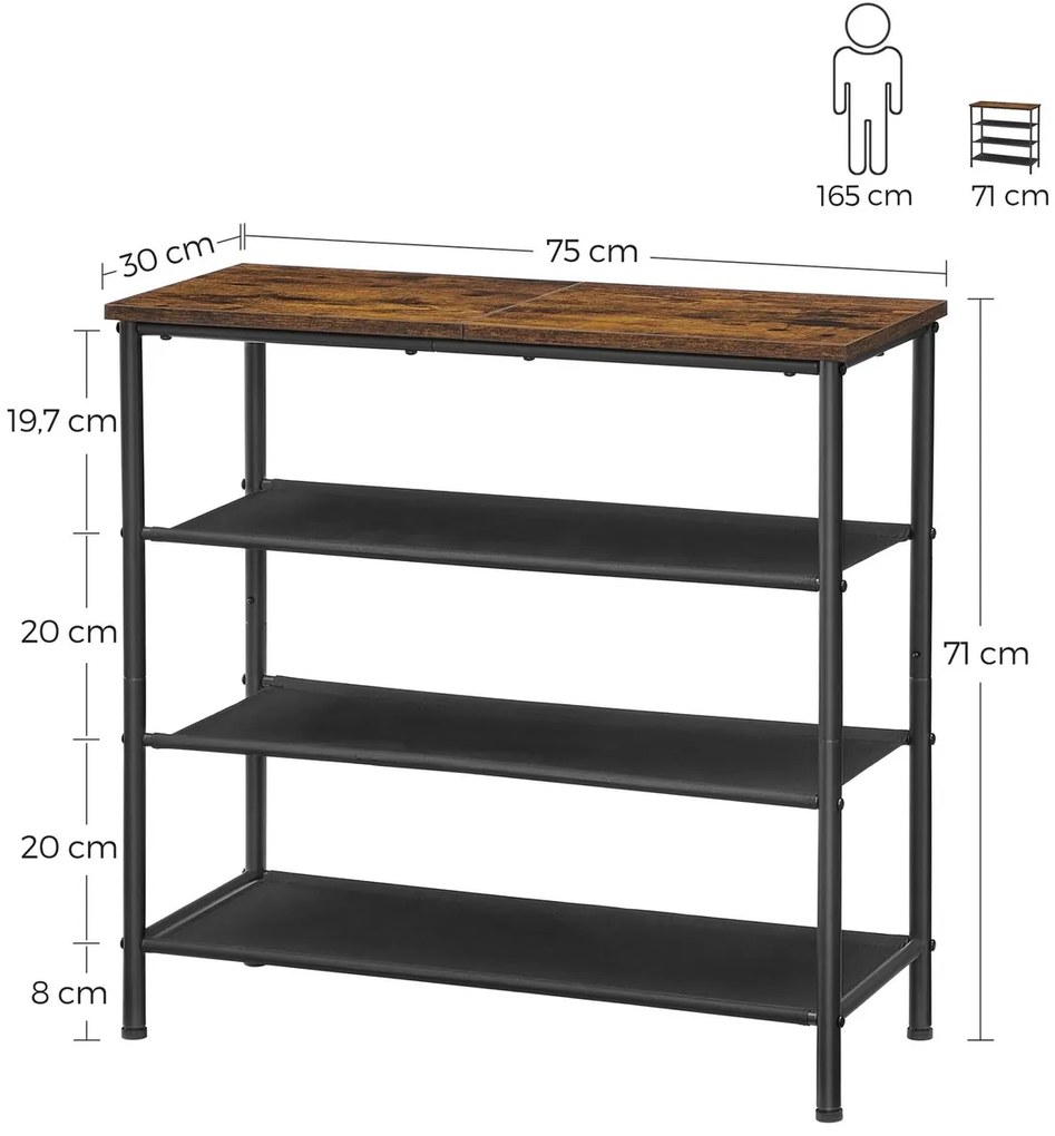 Raft pentru pantofi E1035 OLW, lemn vechi, 3 etaje