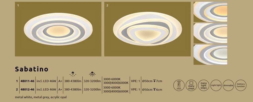 Plafoniera LED dimabila cu telecomanda design modern Sabatino 48011-46 GL