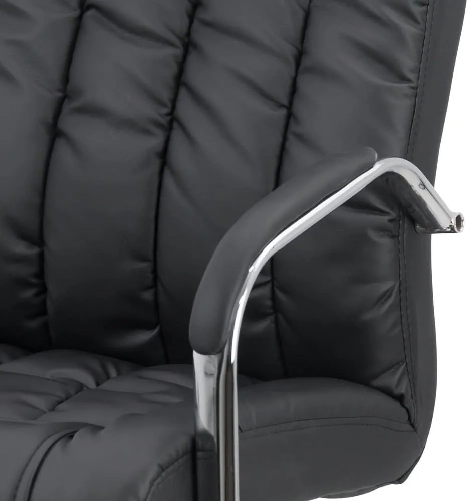 Scaun vizitator negru OFF 8115 din piele sintetică și cadru cromat tip sanie