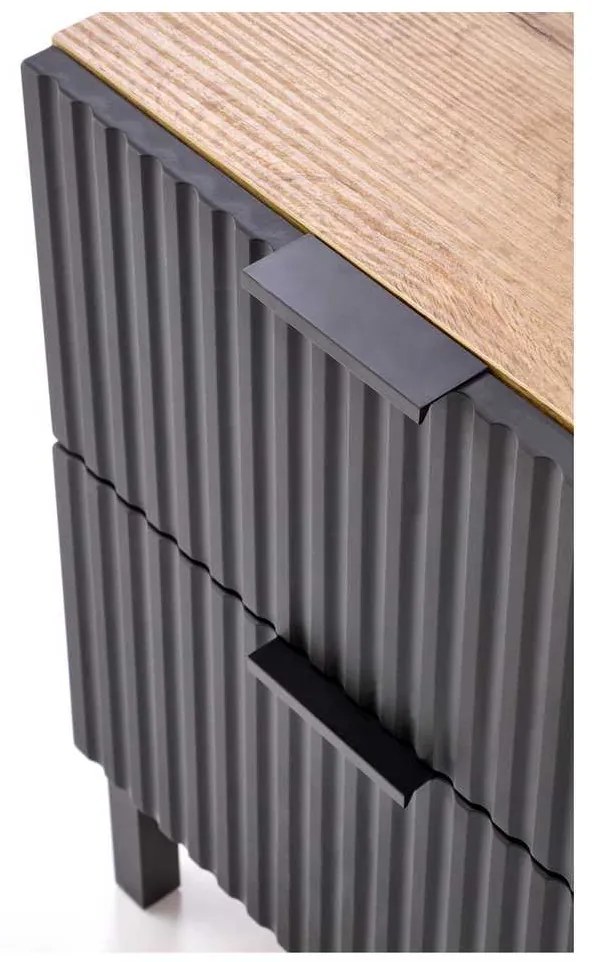 Noptieră Maisie, stejar kraft / negru