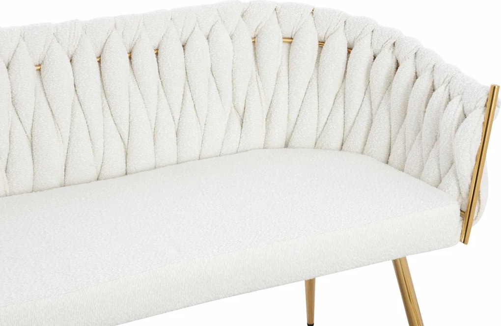 HR750 Crem Bouclé Canapea cu Picioare Aurii
