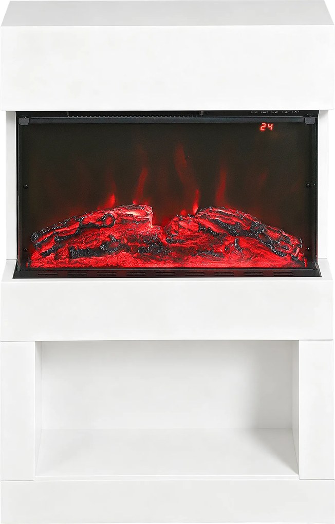 HOMCOM Șemineu electric, 2 trepte de încălzire, 6 culori ale flăcării, termostat, telecomandă, Alb | Aosom Romania