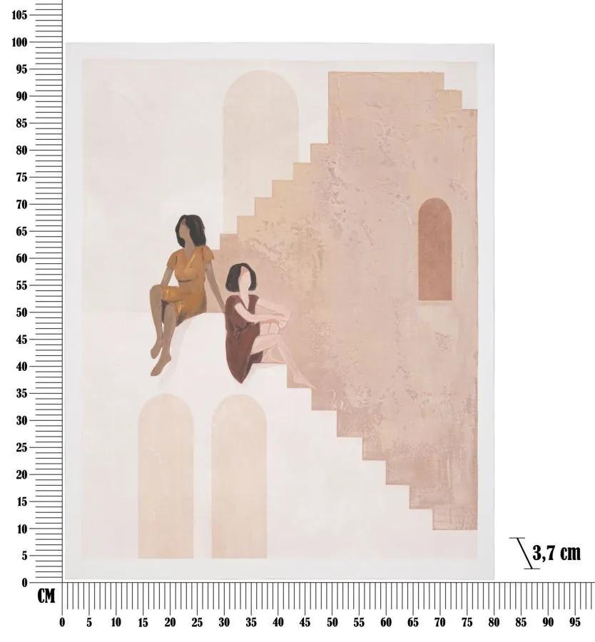 Tablou decorativ multicolor din lemn de Pin si panza, 80x3,7x100 cm, Lady-B Mauro Ferretti