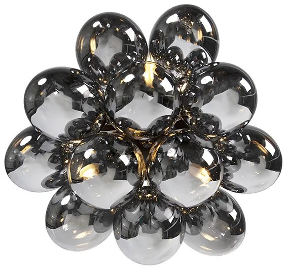 Plafoniera de design neagra cu sticla fumurie cu 3 lumini - Uvas