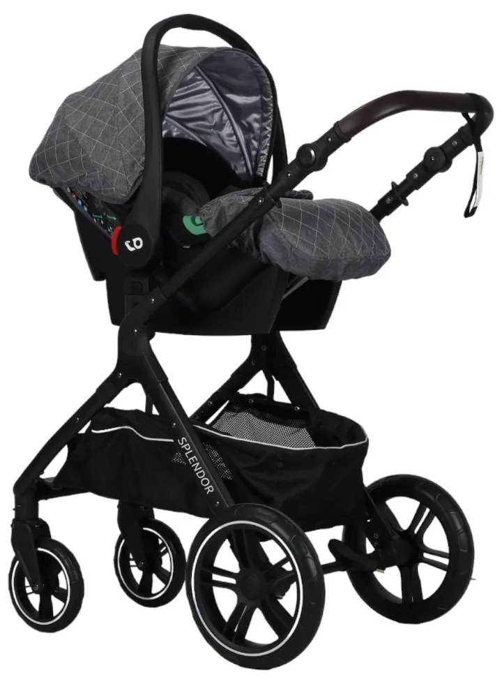 Carucior nou nascuti 3 in 1 NOVOKIDS™ X1000 series, Cu geanta bebe, Cadru Aluminiu, Amortizoare, Roti din cauciuc plin AVE, Landou, Scoica auto,