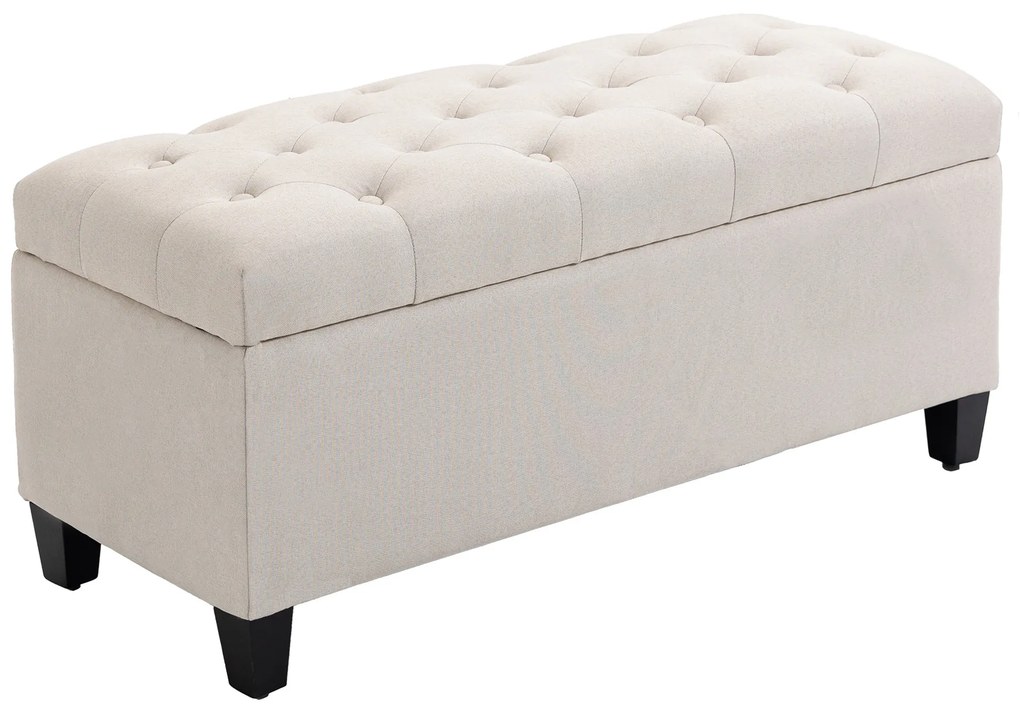 HOMCOM Banc de rangement taburet salon cap de pat cufar de depozitare pentru salon, camera, intrare, 100 x 40 x 44 cm, alb | Aosom Romania