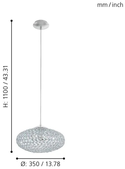 Eglo 95286 - Lustra de cristal CLEMENTE 1xE27/60W/230V