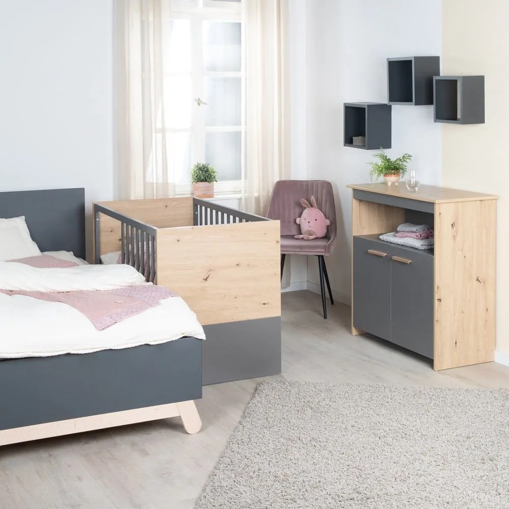 Pătuț gri-în culoare naturală 60x120 cm Anna – Roba