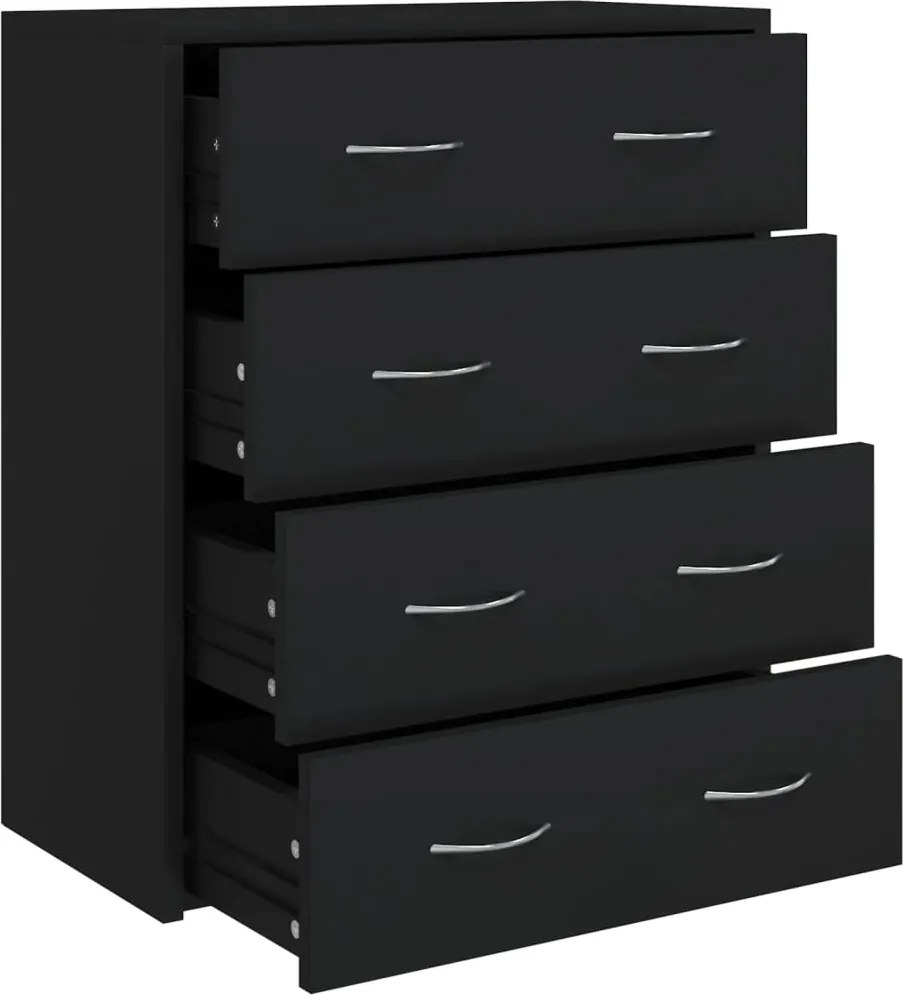 vidaXL Servantă cu 4 sertare, negru, 60x30,5x71 cm