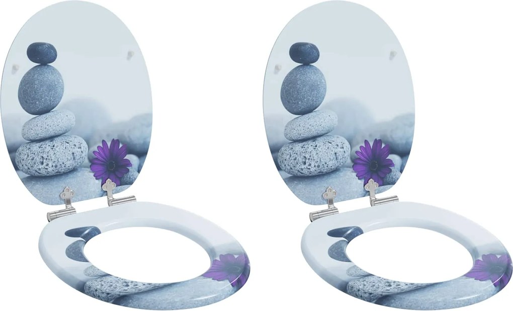vidaXL Capac de toaletă cu închidere lentă 2 pcs Gri 44 x 38 cm