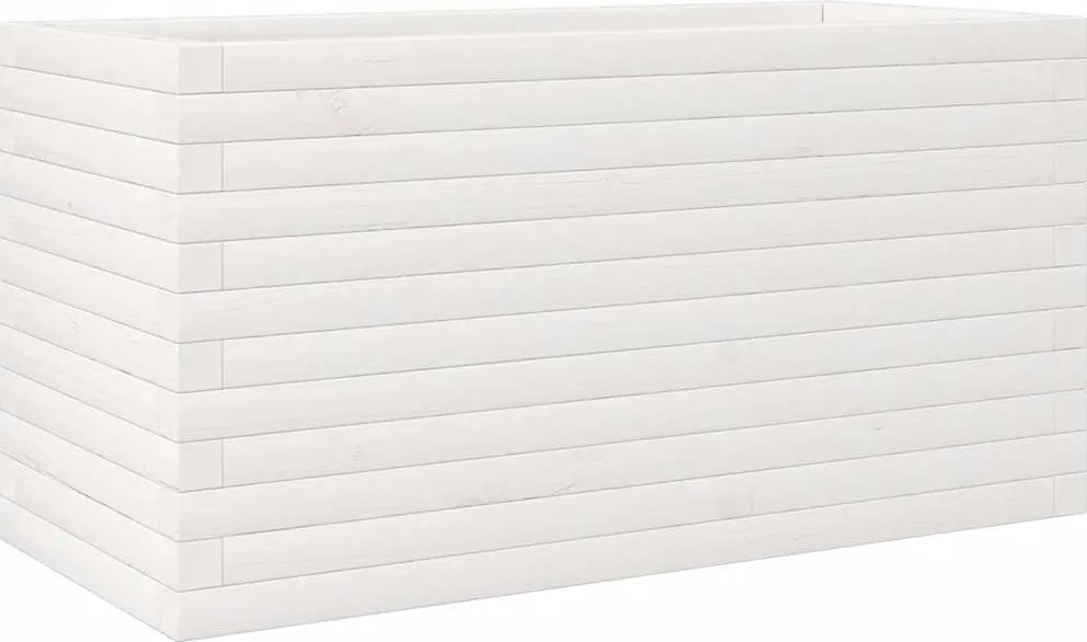 vidaXL Jardinieră de grădină, alb, 90x40x45,5 cm, lemn masiv de pin