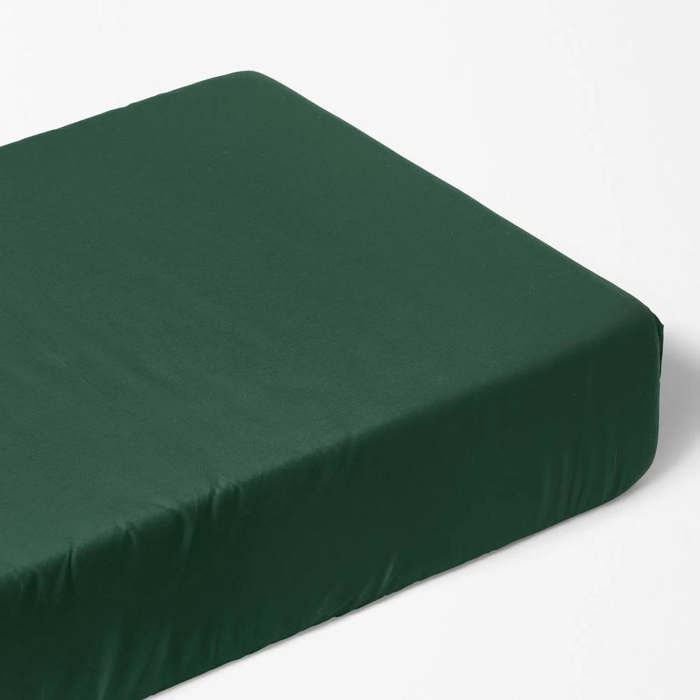 Goldea cearceaf de pat 100% bumbac cu elastic - verde închis 160 x 200 cm