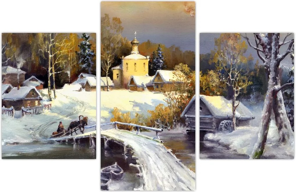 Tablou - Orășel iarna (90x60 cm)