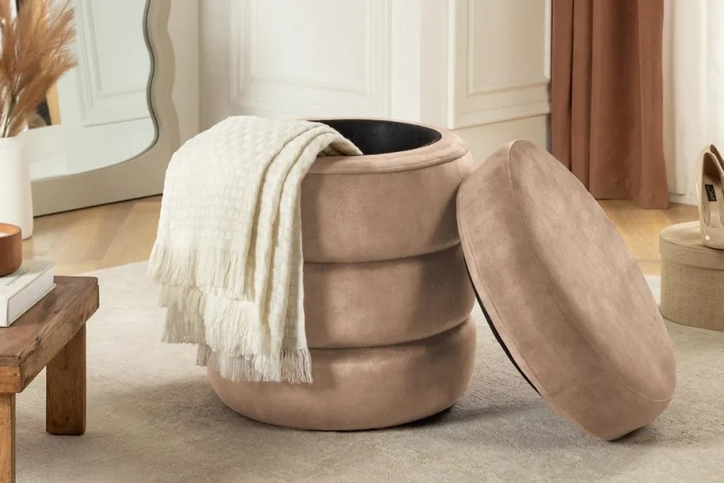 Bancheta cu spatiu de depozitare, Catifea Sampanie, VOQUE 50cm A-46688 VC