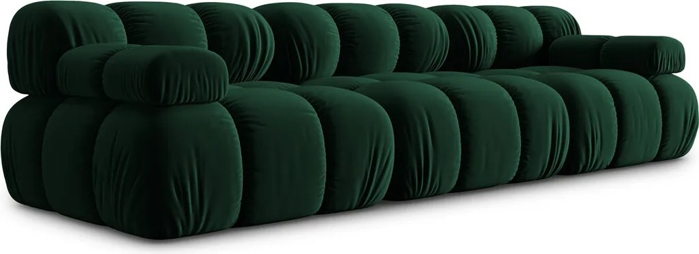 Canapea modulara 3 locuri, Bellis, Micadoni Home, BL, 282x94x70 cm, catifea, verde bottle