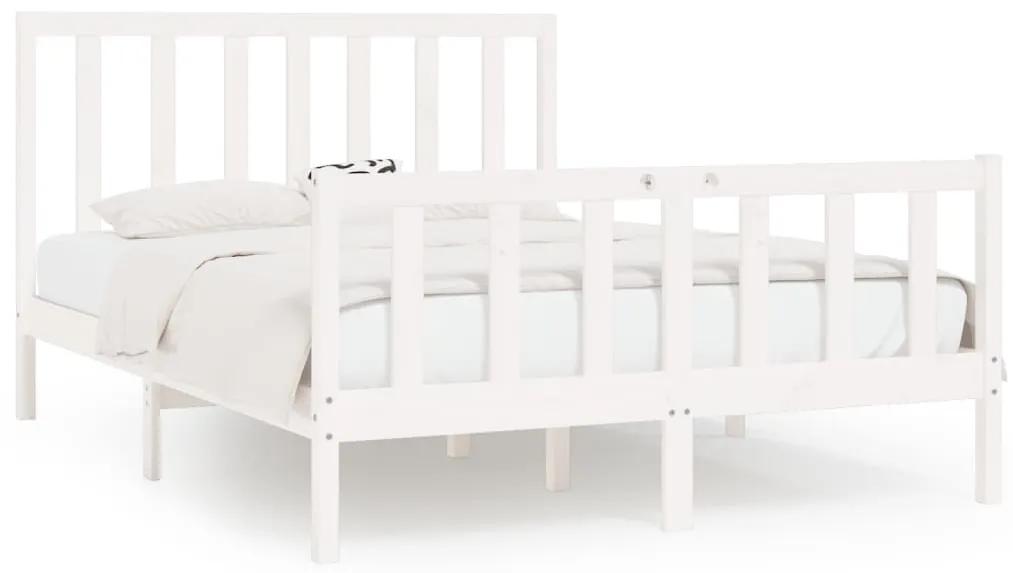 3106829 vidaXL Cadru de pat, alb, 120x200 cm, lemn masiv