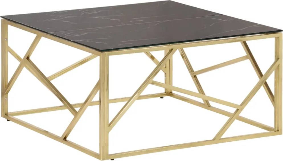 vidaXL Măsuță de cafea, oțel inoxidabil auriu și sticlă securizată