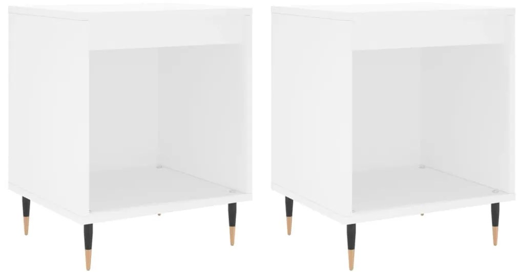 vidaXL Noptiere, 2 buc., alb, 40x35x50 cm, lemn compozit