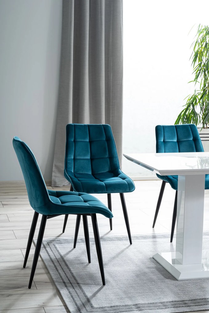 MAZZONI EXPORT POSH Turcoaz (țesătură Bluvel 85) - TAPIȚERIE MODERNĂ PENTRU LIVING/SUFRAGERIE CATIFEA