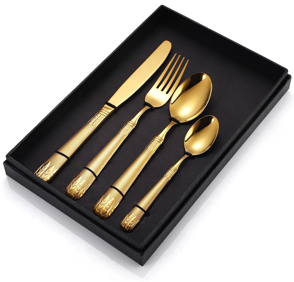 Set 4 tacamuri din inox,pentru calatorit si birou,TRENDY'S,gold