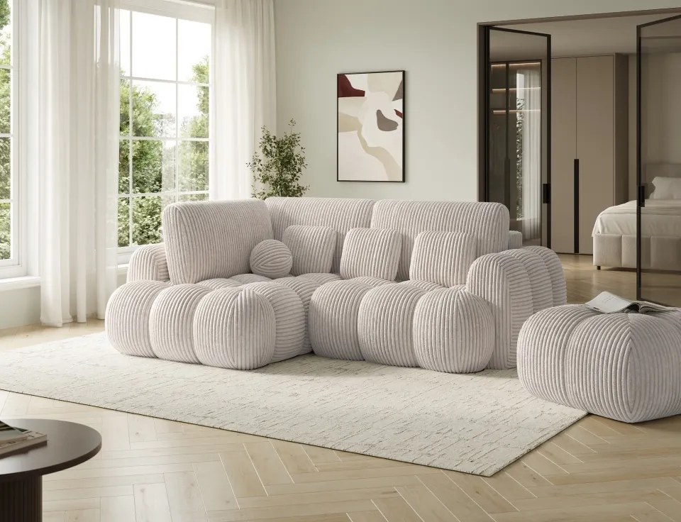 Puf Tapitat Covio 85x85x52 cm, alb Velvet – Modullo 01