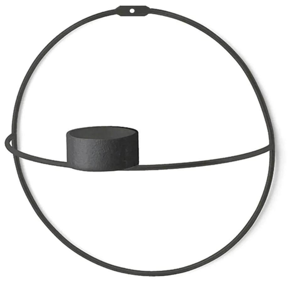 Set 2 sfeșnice de perete Circle, ø 21 cm, negru