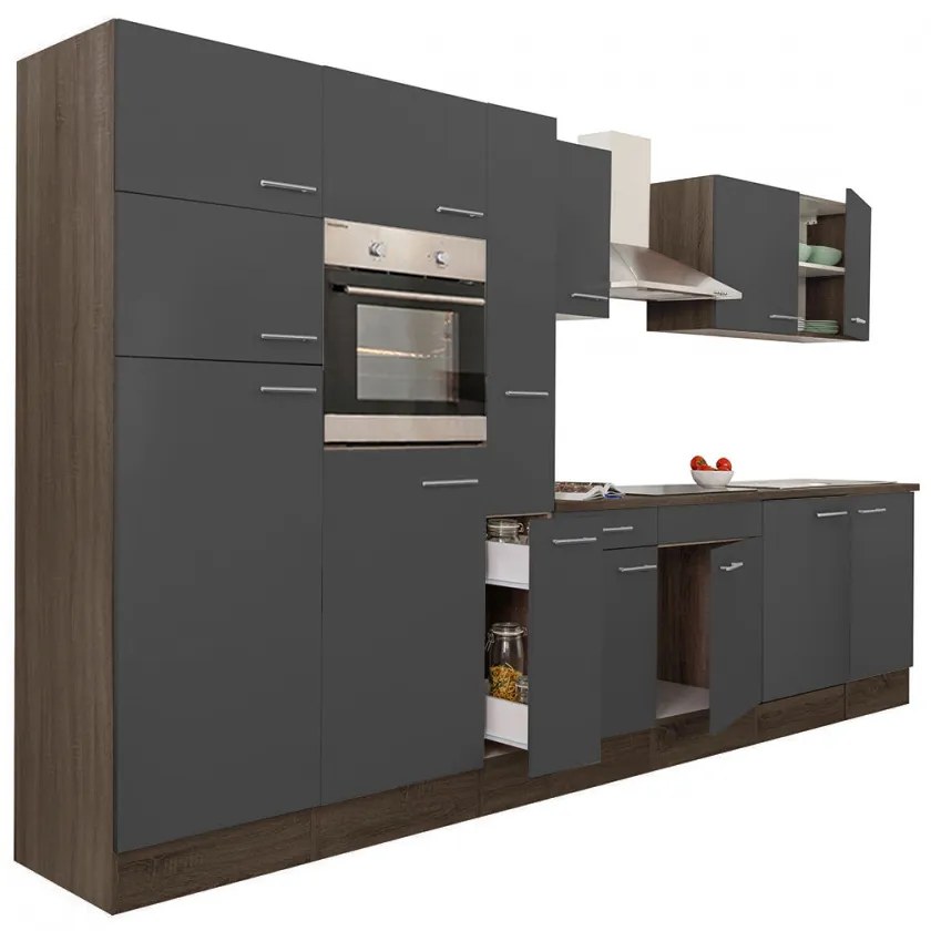 Mobilă de bucătărie Yorki 360, corp din stejar Yorki, cu față antracit satinat