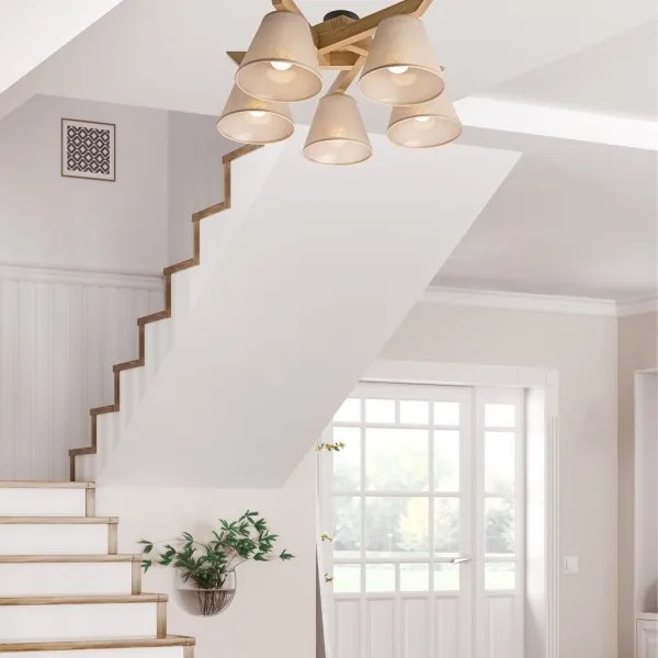 Lustr ANTONIO 5xE14/40W/230V, montaj plafon, stejar