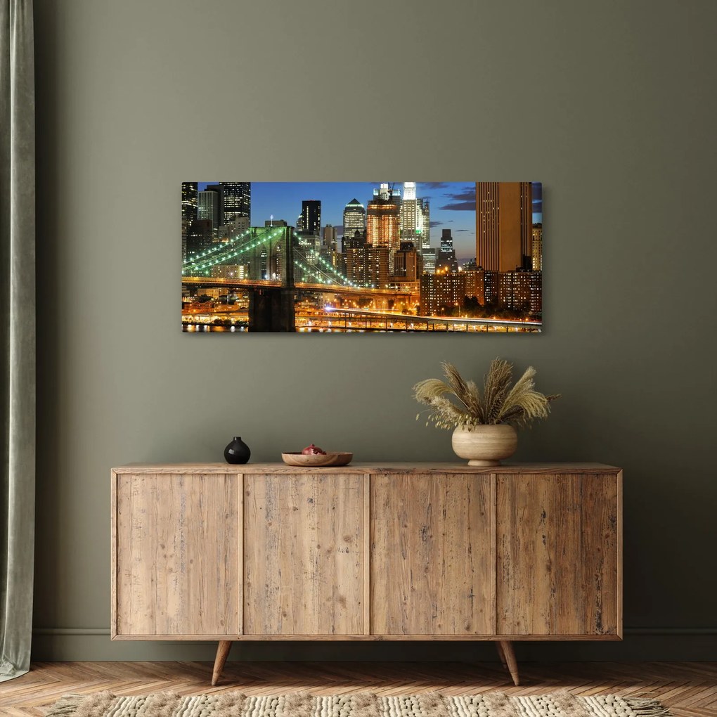 Tablou - Pod cu New York (120x50 cm)