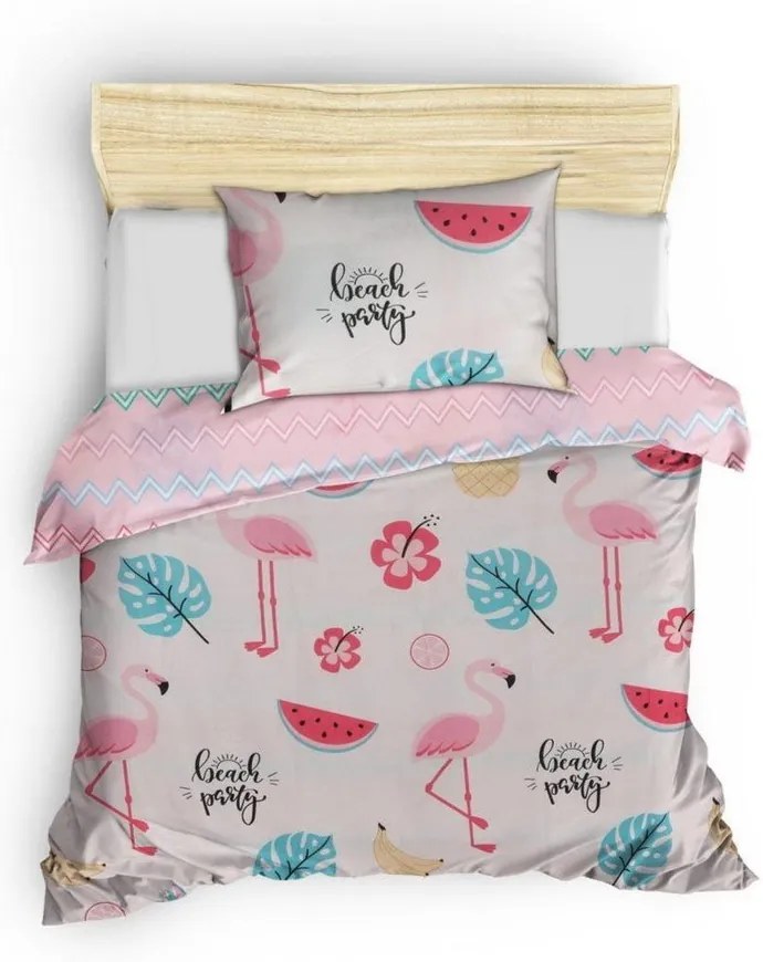 Lenjerie de pat pentru copii albă-roz pentru pat de o persoană 140x200 cm Kokteyl – Mijolnir