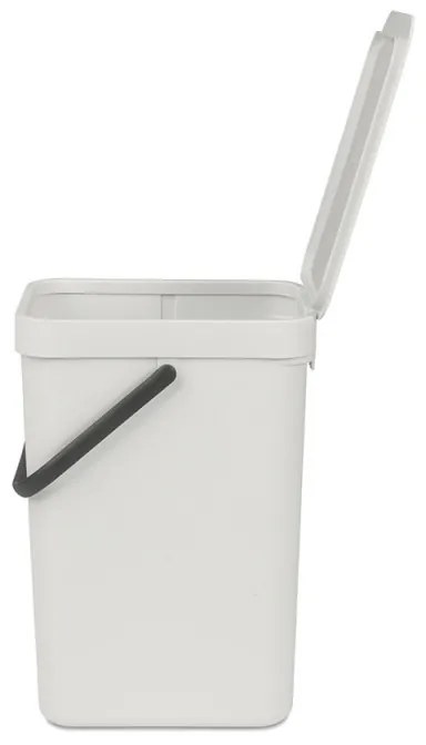 Cos de gunoi colectare selectiva Brabantia Sort&Go 1005511, 12 Ș, Maner, Montabil pe perete, Gri deschis
