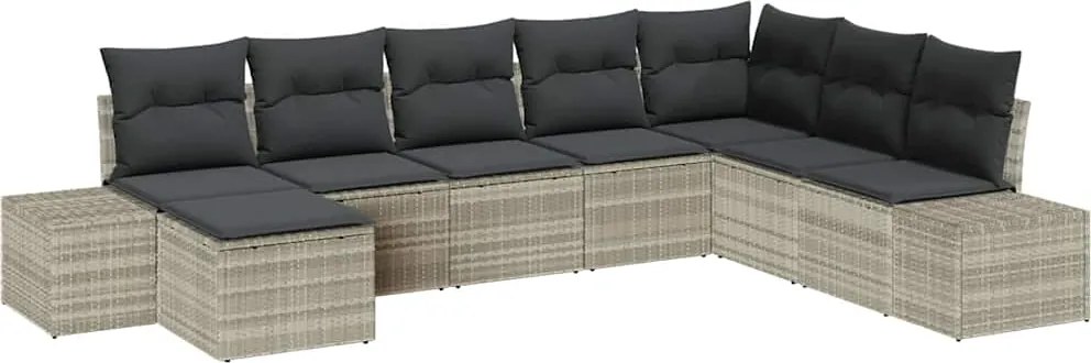 vidaXL Set de canapele pentru grădină 8 pcs Gri deschis poliratan