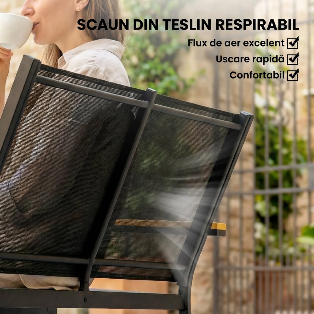 Outsunny Set Mobilier Exterior, Rezistent la Rugină, 4 Piese, Negru | Aosom Romania