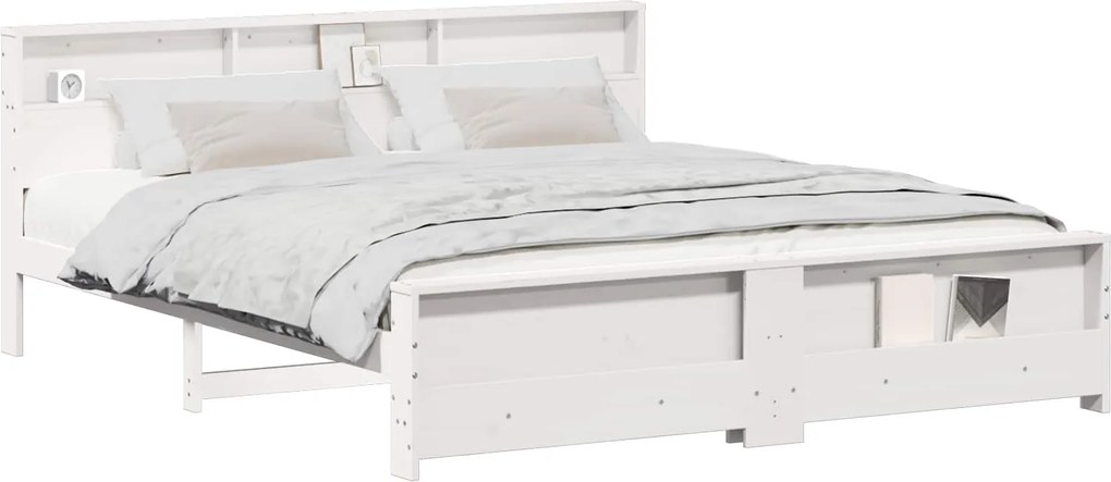 vidaXL Cadru de pat cu headboard Alb 180 x 200 cm Lemn compozit