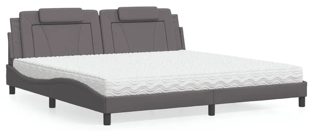 vidaXL Pat cu saltea, gri, 200x200 cm, piele ecologică