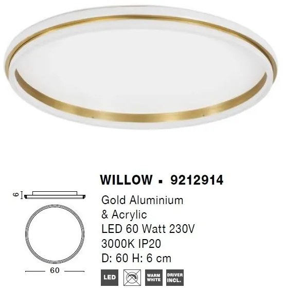 Lustra/Plafoniera LED design modern WILLOW Gold 60cm