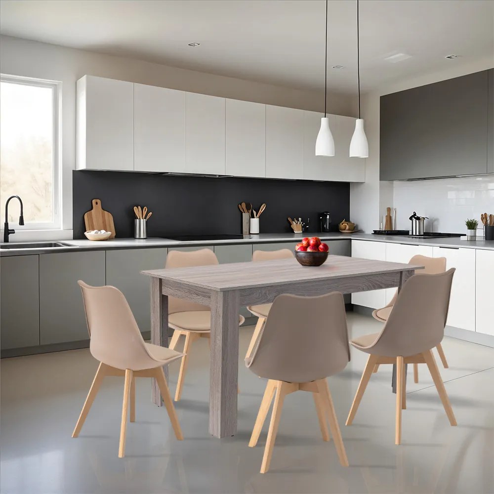 Set de masă Zara 6+1 bej-stejar York