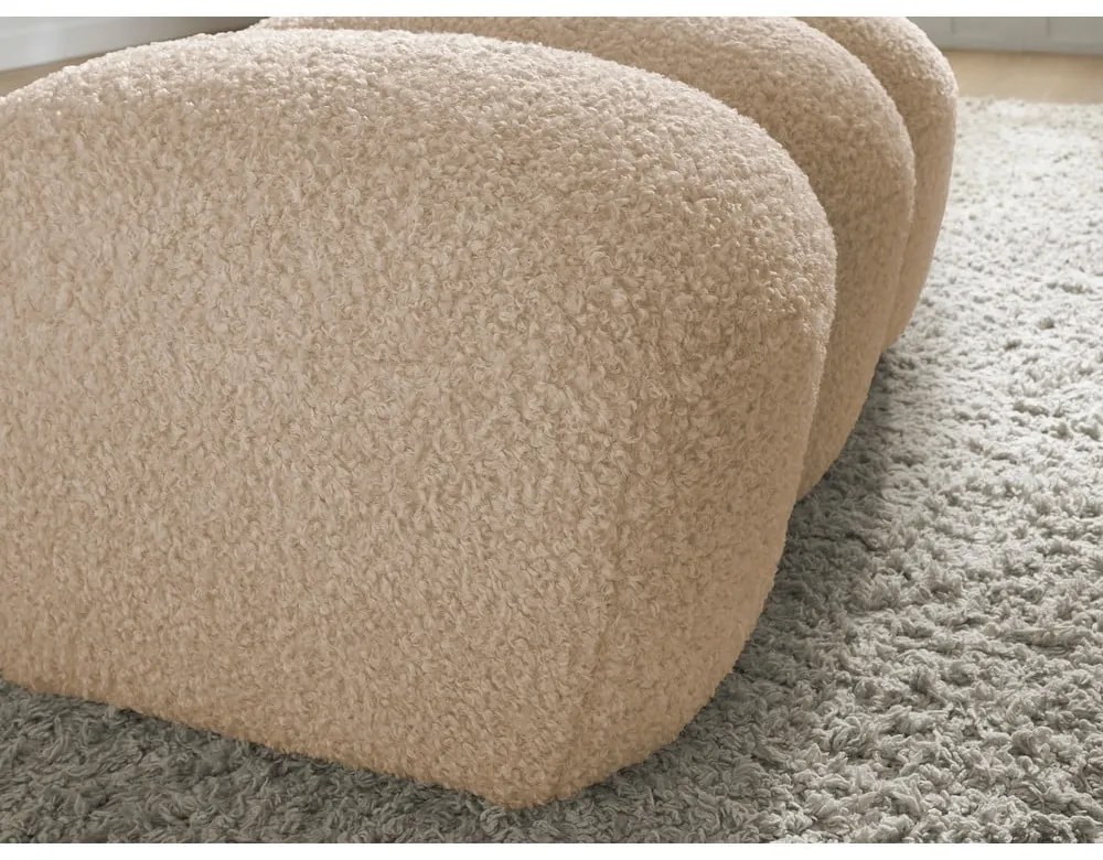 Taburet bej cu tapițerie din țesătură bouclé Hippolyte – Bobochic Paris