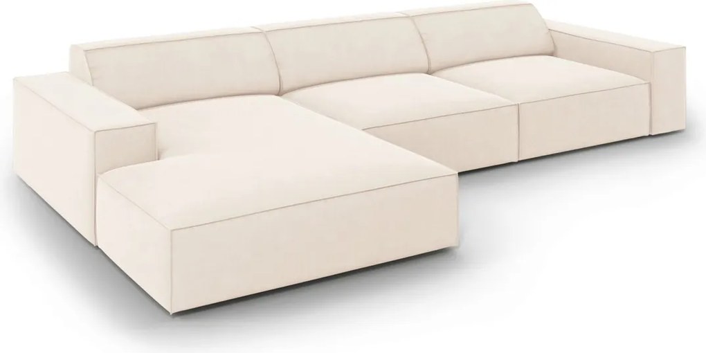 Coltar stanga 4 locuri, Jodie, Micadoni Home, BL, 284x166x70 cm, catifea, bej deschis