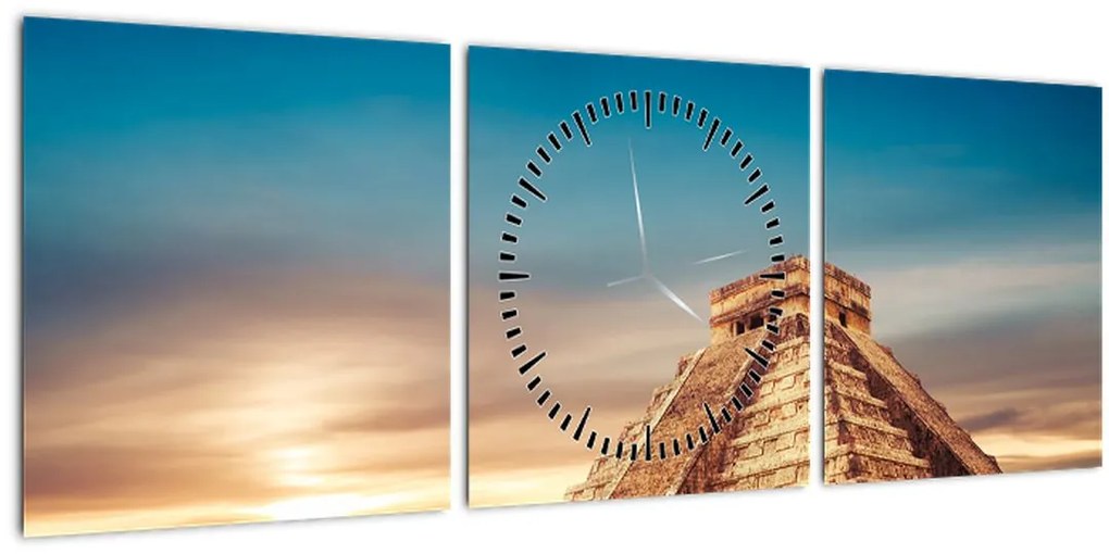 Tablou - Monumente renumite maiașe (cu ceas) (90x30 cm)