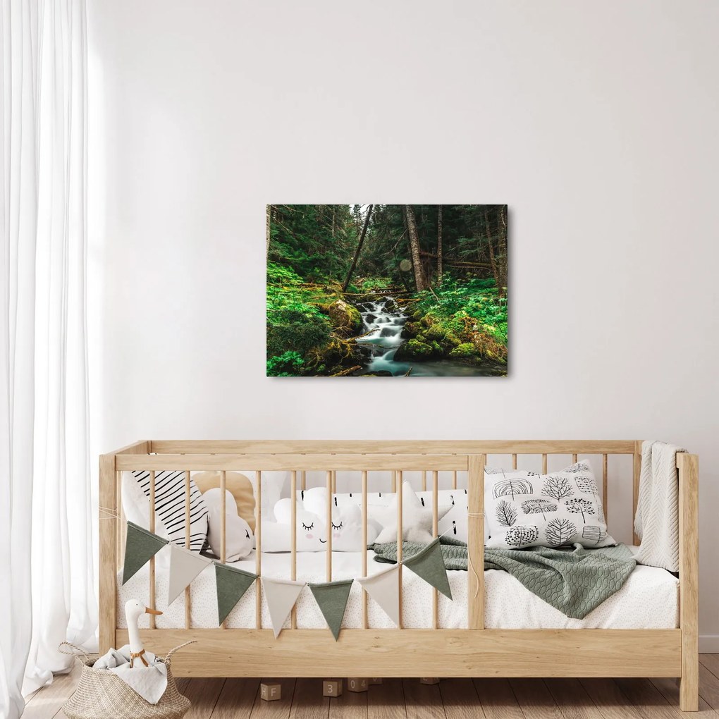 Tablou cu pârău în pădure (70x50 cm)