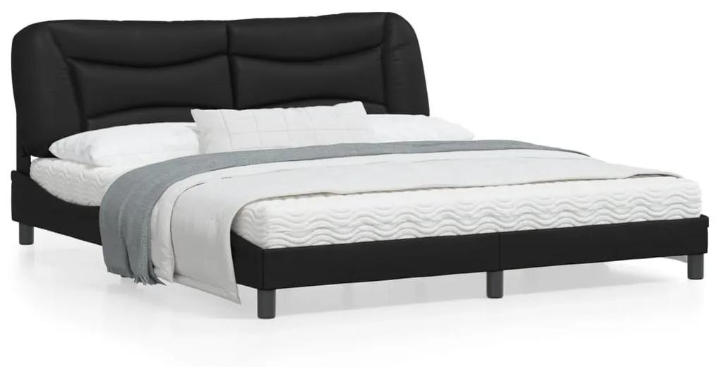 3208016 vidaXL Cadru de pat cu tăblie, negru, 180x200 cm, piele ecologică