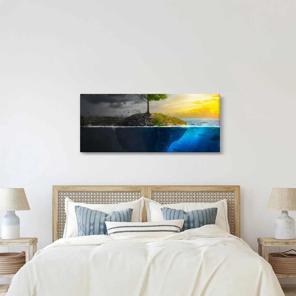 Tablou reprezentând două părți (120x50 cm)