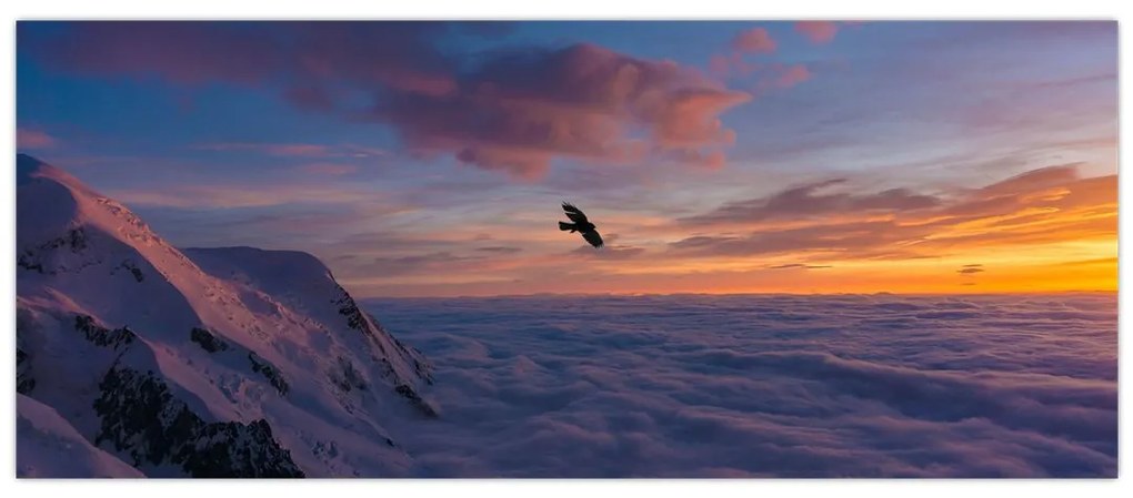 Tablou în apus de soare, Mont Blanc (120x50 cm)