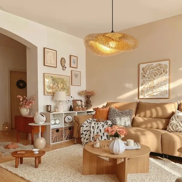 Lustră pe cablu Immax 08269L HILO 1xE27/40W/230V d. 60 cm bambus